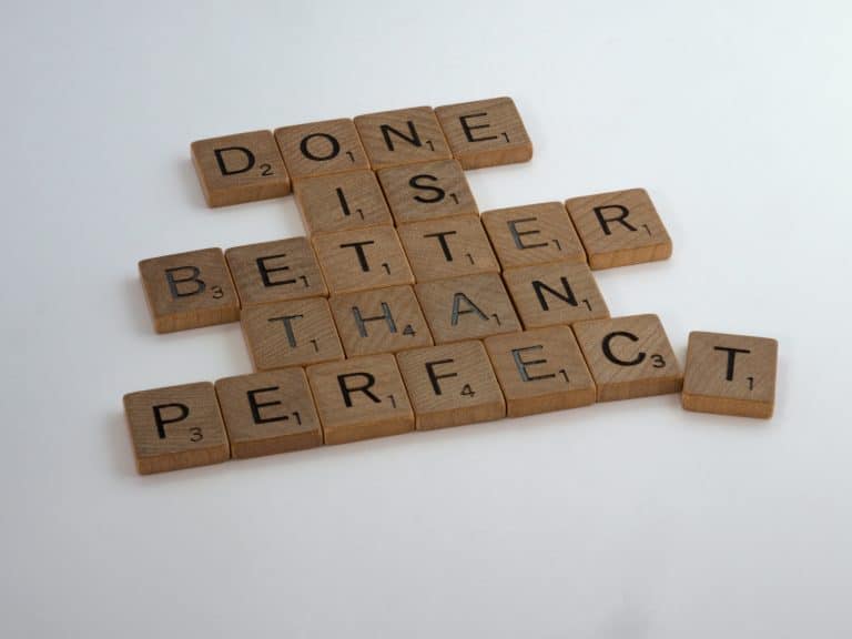 done is better than perfect in scrabble pieces